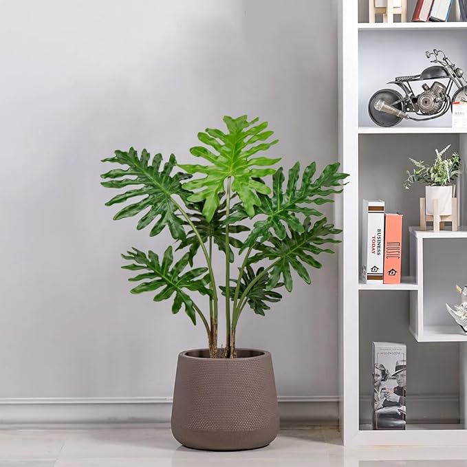 Hollyone Artificial Tree Philodendron Plant 3FT Tall Faux Monstera Indoor Trees Fake Tropical Palm Plants Trees House Plants in Pot for Indoor Outdoor Home Office Garden Living Room Decoration, 2 Pack