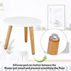 Uneedem Indoor Plant Stand, Wood Mid Century Modern Small Round Side Plant Table for Indoor Plants, 8.9" Tall Plant Holder for Flower Pots End Table