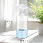 Worldgsb 2 Pack Glass Spray Bottles with Silicone Sleeve, 16 oz Empty Refillable Containers with Adjustable Spray Nozzles, Spray Bottles for Hair, Cleaning Solutions and Plants Blue