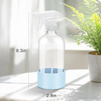 Worldgsb 2 Pack Glass Spray Bottles with Silicone Sleeve, 16 oz Empty Refillable Containers with Adjustable Spray Nozzles, Spray Bottles for Hair, Cleaning Solutions and Plants Blue&Grey