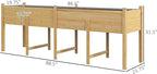 Outsunny Wooden Raised Garden Bed with Legs, Large Elevated Planter Box with Bed Liner and Drain Holes for Vegetables Flowers Herbs, Outdoor and Indoor, 7.4' x 1.8' x 2.6', Natural Wood