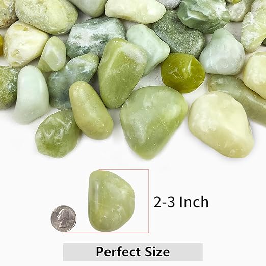 YISZM 10lbs Jade River Rocks, 2-3 Inch Natural Pebbles for Indoor Plants, High Polished Decorative Stones Vase Filler Fish Tank Aquariums Landscaping Garden Outdoor and Indoor DIY