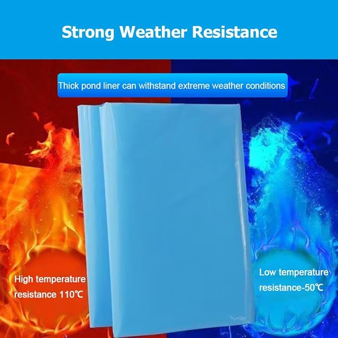 PVC Pond Liner for Fish/Plant, 0.3 MM Thick HDPE Blue Preformed Pond Liners Mat Underlayment for Outdoor Ponds Koi Fish Ponds Streams Garden Fountain Waterfall(5x7m/16.4x23')