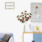 Artificial Red Berry Stems Fake Holly Berries Twig Branches Tall Picks Greenery Plastic Plant for Xmas Indoor Outdoor Wedding Party Christmas Event Decoration DIY Wreath Vase Fireplace Decor 2 Pack
