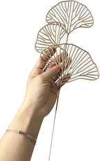 Golden Ginkgo Leaves Stems Christmas Decoration, Artificial Plants Fake Plastic Simulation Apricot Leaf Grass for Wedding Party Indoor Home Office DIY Crafts Flowers Bouquet Xmas Gold Decor - 12 Pack