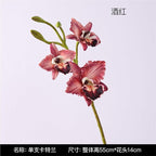 2-Pack 21in Spring Artificial Orchid, Oil Painting Style Romantic Fake Flowers, Wedding Home Decor, Living Room Table Centerpiece, Festival Artistic Display(Burgundy)
