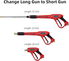 Pressure Washer Gun with Replacement Extension Wand, Upgraded Power Washer Gun with 5 Spray Nozzle Tips, M22 Fitting, 37 Inch, 3000 PSI
