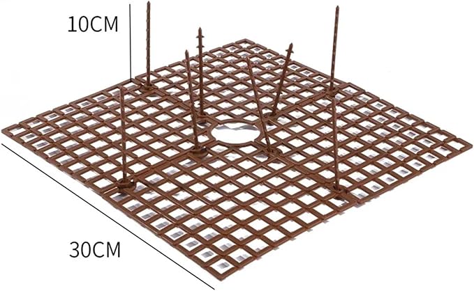 Plant Pot Grids 4PCS Plant Pot Soil Guard with Nails Grid Flower Cover Baby Safety Mouse Protector Repel Cats(Brown Square 30cm)
