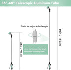 RESTMO 36”-60” Metal Watering Wand, Long Telescopic Tube | 180° Adjustable Ratcheting Head | 7 Spray Patterns | Flow Control, Perfect Garden Hose Sprayer to Water Hanging Baskets, Shrubs, Cyan