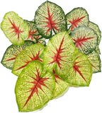 Artificial Caladium Plant with Red and Green Leaves, Red Leaf Artificial Plants Decoration Simulated Bonsai Potted Decor Home Room Party Wedding Office Floor (Yellow(No Flowerpot), 75cm)
