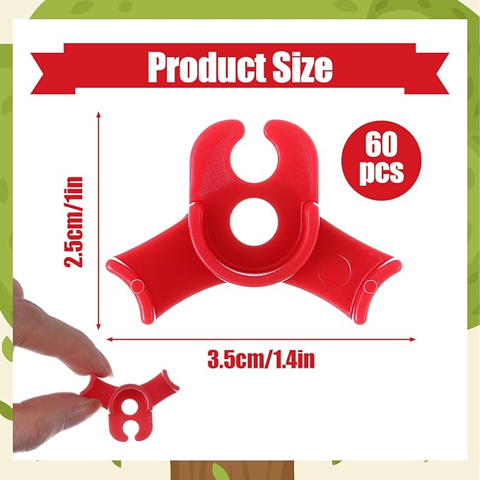 Nogeqi 60 Pcs Plant Training Clips, 90 Degrees Bud Clips, Low Stress Training Clip, Plastic Plant Bender Clip (Circle Style,Red)