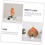 Happyyami 2pcs Artificial Moth Orchids Faux Potted Plant for Home and Office Decoration Realistic Bonsai Ornament for Living Room Garden and Desk Display Orange