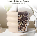 Tiered Bubble Ceramic Plant Pot, Creamy White 6 Inch Ceramic Planter with Drainage Holes, Flower Pot with Mesh Pad, Rubber Plugs, Plante Pots for Indoor Plants Outdoor, Modern Décor