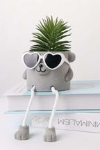 Zen Home Cute Fake Plants for Shelf - Mini Succulent Plants - Small Artificial Plants for Shelf Decor - Desk Plants for Office - Small Faux Plant, Fake Desk Plant for Home Office or Class (Shy Bear)