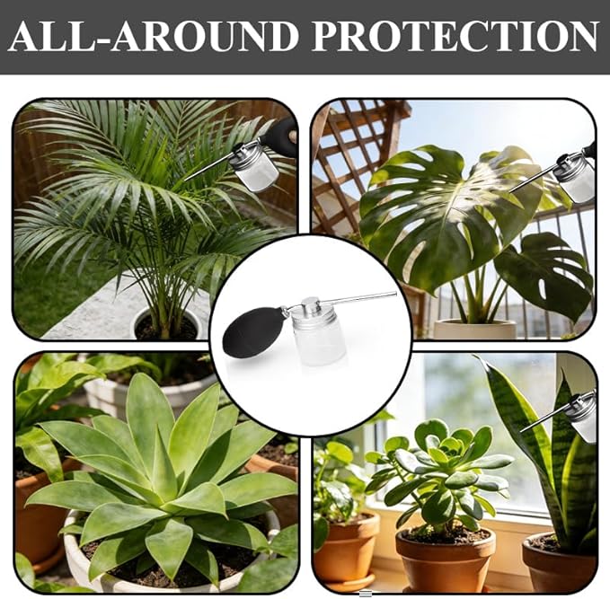 EVKILKJS Powder Spray Bottle Garden Duster Applicator, Durable Handheld Cleaning Spray Tool, Suitable for Dust Removal of Plant Leaves, Greenhouse Maintenance, Horticultural Care Silver