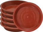6pcs Terracotta Plastic Plant Saucers (6 inch) - Heavy Duty Indoor Plant Trays for Pots with Water Drainage, Drip Catcher & Decor (Set of 6 Round Saucers)