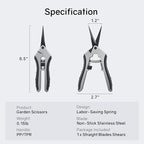 6.5" Ultra Sharp Pruning Shears - Professional Garden Scissors with Straight Stainless Steel Blades, Ergonomic Handle, Rust Resistant, Safety Lock, Trimming Scissors for Plants in Grow Tents,1-Pack