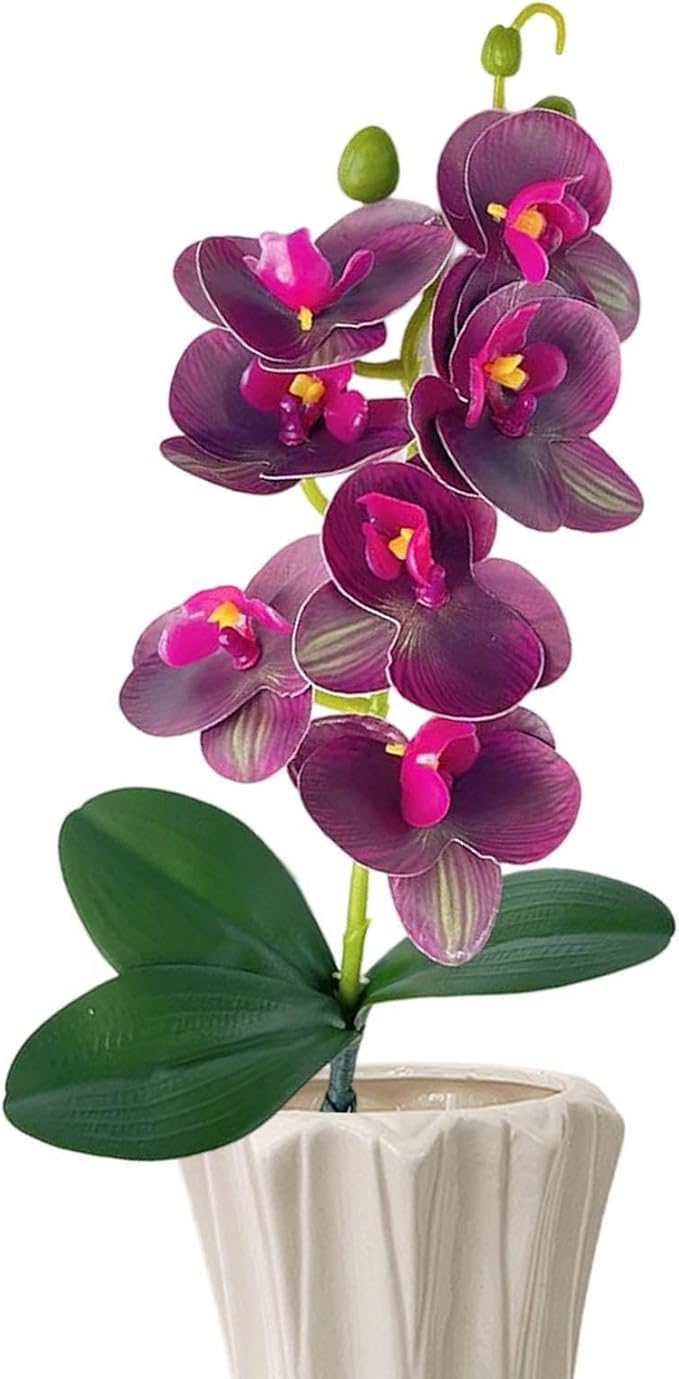 Fake Flowers, Elegant Realistic Design, PP, Orchid Decor Vase, Silk Bloom Arrangement, Long-Lasting, for Home, Bedroom, Bathroom, Living Room, Office