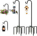 Breeze Touch 2Pack 76 Inch Adjustable Shepherd Hooks for Outdoor Outside, Heavy Duty with 7 Prongs Base, for Hanging Lantern, Hummingbird Feeder, Lightweight Plant, Wind Chime, Bird Feeder Hanger