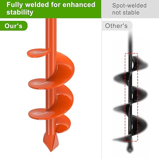 Insaga Auger Drill Bit for Planting 2 x 9'', Spiral Garden Auger Post Hole Digger, Drill Augers Earth for Digging Holes fits 3/8'' Hex Drive Drill, Perfect for Planting Bulbs and Potted Plants