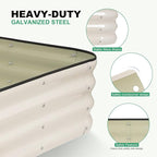 1MORE Raised Garden Bed -4X2X1 Galvanized Planter Box for Outdoor Gardening,3 in 1 Modular Raised Bed Kit with Protective Tape, Gloves for Herb，Ideal for Vegetables and Plants.White-1Pack