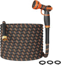 Giraffe Tools Garden Hose 75FT Non-Expandable Lightweight Flexible Water Hoses Burst 600 psi with 9 Spray Function Nozzle Heavy Duty Hose