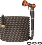 Giraffe Tools Garden Hose 75FT Non-Expandable Lightweight Flexible Water Hoses Burst 600 psi with 9 Spray Function Nozzle Heavy Duty Hose