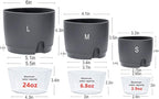 6/4.1/3.2 Inch Self Watering Planter Pots, 5 Pack African Violet Pots for Indoor Outdoor Windowsill Gardens, Self Aerating, High Drainage, Deep Reservoir(Gray)