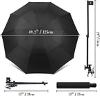 Patio Umbrellas UPF 50+ 360 ° Adjustable Shade Umbrella,Beach Umbrella with Universal Clamp,Beach Clamp on Umbrella,suitable for Patio,beach chairs,golf carts, wheelchairs,carts,bleachers,camping and fishing