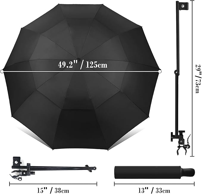 Patio Umbrellas UPF 50+ 360 ° Adjustable Shade Umbrella,Beach Umbrella with Universal Clamp,Beach Clamp on Umbrella,suitable for Patio,beach chairs,golf carts, wheelchairs,carts,bleachers,camping and fishing