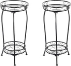 2-Pack Plant Stand Indoor Outdoor,Tall Black Metal Rustproof Stable Plant Stands,2 Tier 27.1 inch Multiple Plant Rack for Planter Corner Garden Living Room & Garden