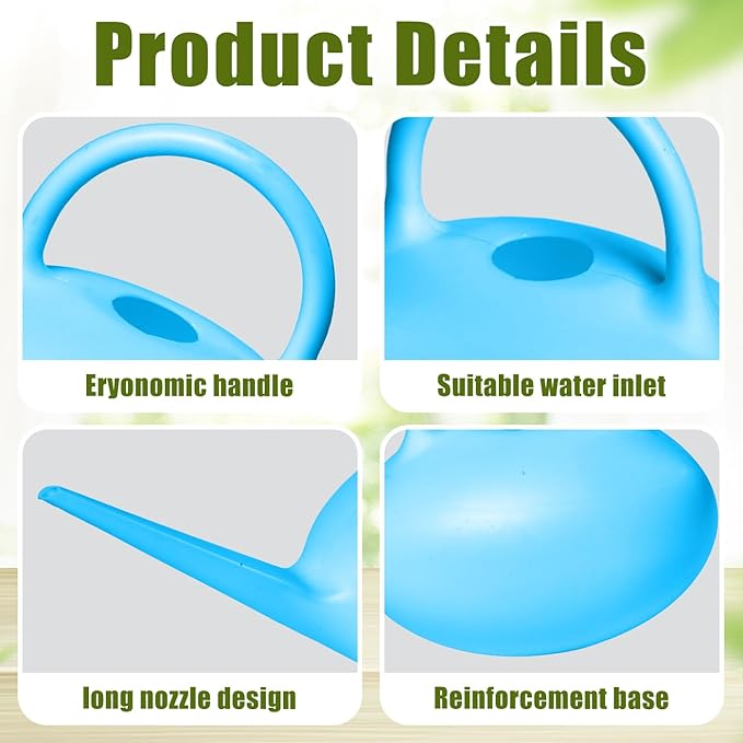 Plant Watering Can - for Indoor Plant Garden - 1/4 Gallon - Blue