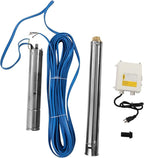 Submersible Pumps 3" OD Pipe 110V/60HZ 0.75KW 1HP Stainless Steel submersible well pump 1" Outlet Submersible Bore Pump submersible well pump with Control Box for Industrial and Home Use (0.75KW 1HP)