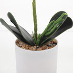Artificial Phalaenopsis Bonsai Orchid Flower Pot, Lifelike Faux Potted Plant with 8 Purple Blooms, Realistic Indoor Home Décor Table Centerpiece for Living Room and Office
