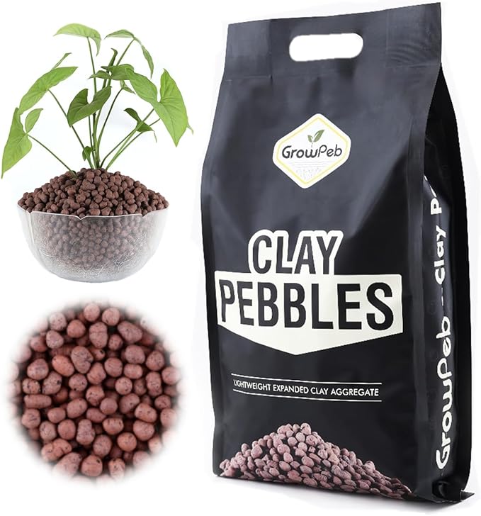 Lightweight Expanded Clay Pebbles for Plants (Leca Pebbles), 8mm-15mm, Used for Hydroponics, Aquaponics, Better Drainage, Aggregate for Plants, Indoor and Outdoor (5 Liter Bag)