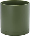 D'vine Dev 12 Inch Plastic Planter Pots for Plant Pot with Drainage Hole and Seamless Saucers, Olive, 74-X-I-3