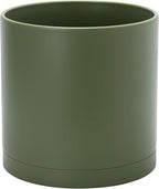 D'vine Dev 12 Inch Plastic Planter Pots for Plant Pot with Drainage Hole and Seamless Saucers, Olive, 74-X-I-3
