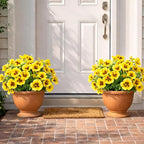 Artificial Flowers for Outdoors, 8 Bundles Faux Silk Spring Flowers for Outside for Planter Front Door Porch Yard Patio Window Box Home Decor (Colour 067-yellow)