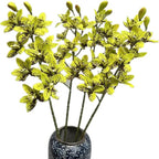 4pcs Artificial Cymbidium Orchid Flower Plant 3D Print Vanda 10 Heads Latex Phalaenopsis Flower (Black Green)