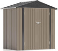 Patiowell 6x4 FT Storage Shed, Outdoor Metal Sheds with Lockable Door and Sloping Roof, Waterproof Outside Utility Garden Tool Shed with Breathable Vents for Patio Lawn Backyard, Brown