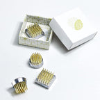Wazakura 4PCS Mini Ikebana Kenzan Japanese Flower Holder, Made in Japan, Floral Arranging Pin Frog, Round Square - 1"(24mm) Brass