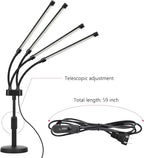 Grow Lights for Indoor Plants, Four Head LED Grow Light with Full Spectrum, Red White Spectrum for Indoor Plant Lamp, Adjustable Gooseneck, Suitable for Vegetation