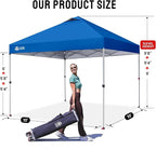 CROWN SHADES 10x10 Pop Up Canopy - Beach Tent with One Push Setup - Easy Outdoor Sun Shade for Events, Parties, Camping - Gazebo with STO-N-Go Cover Bag, Silver Coated Top, Blue