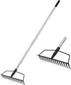 YEELOR Garden Rake, Heavy Duty 16-Tine Bow Rake with Adjustable Stainless Steel Handle, Metal Rake for Yard Work, Loosening Soil, Leveling Mulch, Gathering Leaves