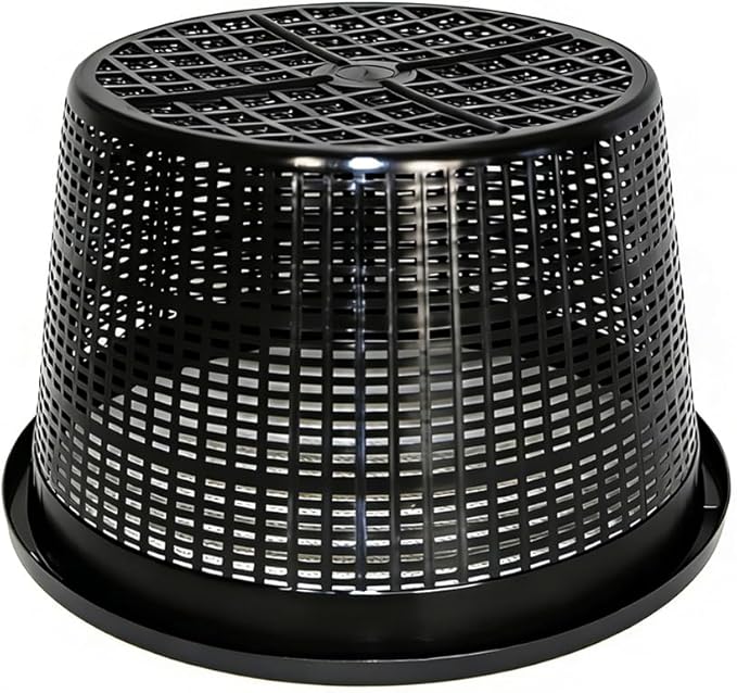 8.5-Inch Round Aquatic Plant Baskets - 6 Pack Durable Black Plastic Mesh Pond Containers for Live Aquarium Plants, Pond Planting & Hydroponic Pots