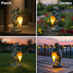 PETAFLOP Cute Garden Decor Bunny Statue with Solar Carrot, Outdoor Rabbit Figurines for Patio Balcony Lawn Porch Yard Decorations, Birthday Housewarming Gifts for Women Mom Grandma
