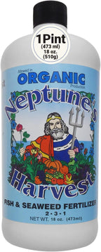 Neptune's Harvest Fish & Seaweed Liquid Fertilizer (2-3-1) - 18oz Pint - Plant Food for Garden - Indoor & Outdoor Organic Plant Fertilizer for Vegetables, Flowers, Fruit, Trees & Lawns