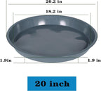 VUWEZ 6 Pack of 20 inch Plant Saucer (18 Inch Base), Plant Tray 20 Inch Round, Plant Saucers for Indoors, Plant Trays for Pots, Flower Pot Saucers, Pot Saucers for Planter 16-21" (20", Gray)