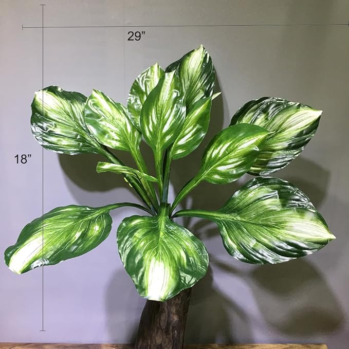 4 Packs Halcyon Hosta Perennial Artificial Plants 19" Large Faux Cordyline Shade Plant for for Home Garden Office Decoration