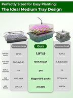 Seed Starter Tray 3 Pack with Heating Mat & 24 Full Spectrum LEDs Grow Light – Auto Cycle Timer, Humidity Dome Ventilation Cover, Drainage Holes, Includes Gardening Tools – Green Version